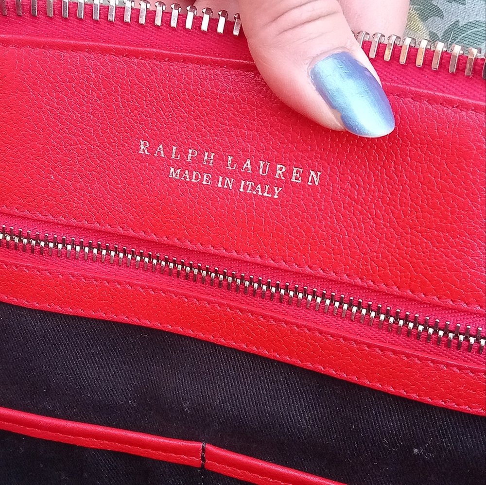 $3500 STUNNING RALPH LAUREN RICKY 40 LARGE CALFSKIN SATCHEL RED BAG - Picture 15 of 16